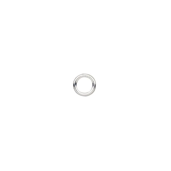Jump ring, sterling silver, 6mm soldered round, 4.2mm inside diameter, 18 gauge. Sold per pkg of 20. image number 0