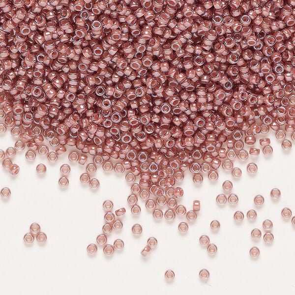 Seed bead, Miyuki, glass, pkg/250g, #15 rocaille, translucent pink-lined luster berry (RR-364). image number 0