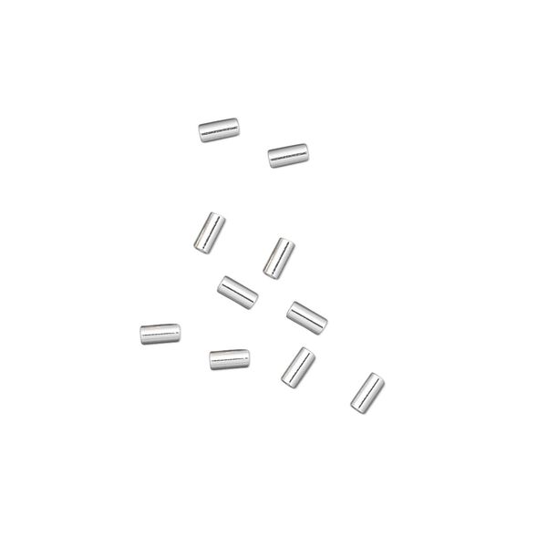 Crimp, sterling silver, 3x1.5mm micro cut tube, 1.1mm inside diameter. Sold per pkg of 10. image number 0