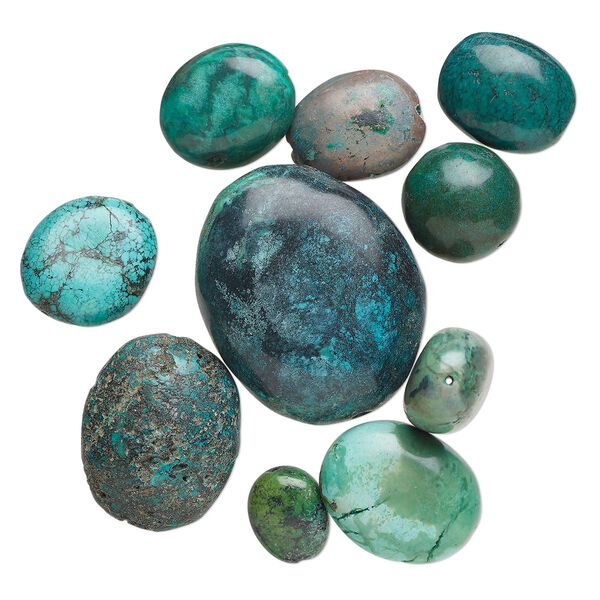 Turquoise 1pkg10, puffed oval bead mix 16x14mm-47x30mm image number 0