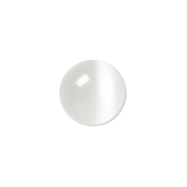Cabochon, cat's eye glass (fiber optic glass), white, 16mm calibrated round, quality grade. Sold per pkg of 6. image number 0