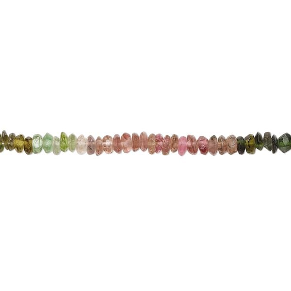 Multi-tourmaline 1pkg1, hand-cut faceted rondelle bead natural 13 inch 3x1mm-4x2mm image number 0