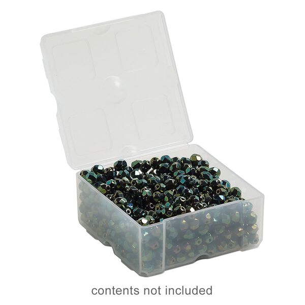 Organizer, Dot Box™, plastic, clear, 2-1/2 x 2-1/2 x 1-1/4 inch rectangle with pop-up lid. Sold individually. image number 0