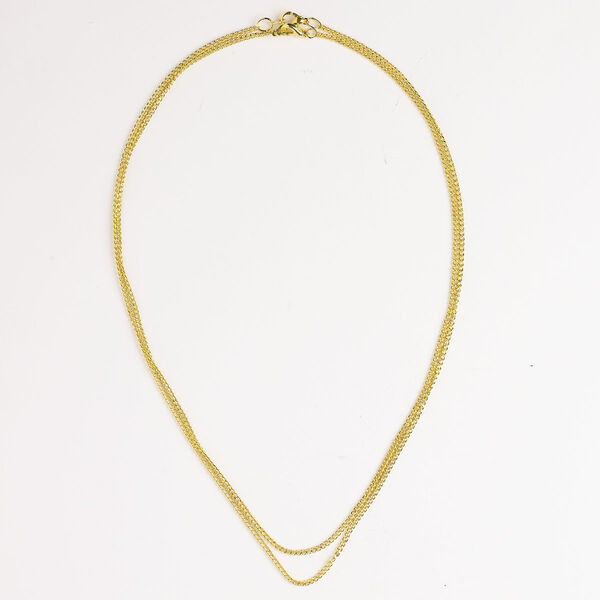 Chain, steel, pkg/18 inches with lobster claw clasp, 2.1mm curb, antique gold-plated. image number 0
