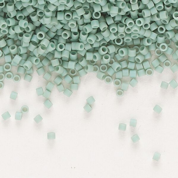 Seed bead, Delica®, glass, pkg/250g, #15 round, opaque matte luster seafoam (DBS-0374). image number 0