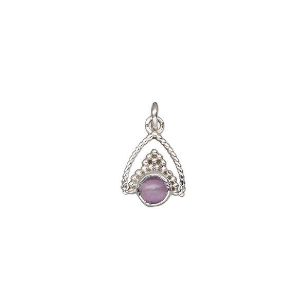Amethyst / sterling silver 1pkg1, beaded drop natural antiqued 11x9mm image number 0