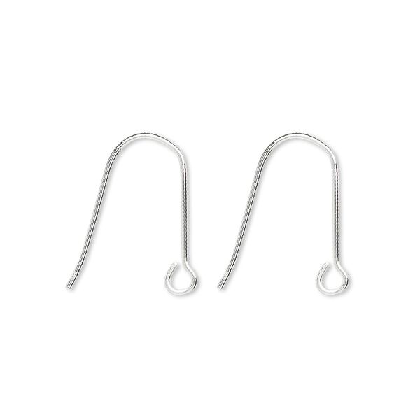 Ear wire fishhook 1pkg10 sterling silver, 16mm / open loop, 21 gauge 5 pair image number 0