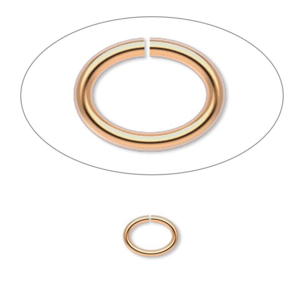 Jump ring, gold-plated brass, 8x6mm oval, 6.2x4.1mm inside diameter, 18 gauge. Sold per pkg of 100. image number 0