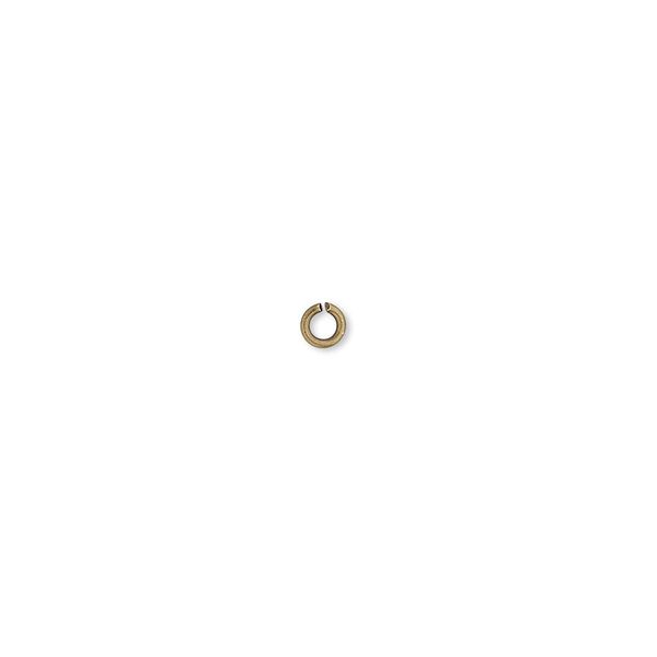 Jump ring, antique gold-plated brass, 3mm round, 1.7mm inside diameter, 22 gauge. Sold per pkg of 1,000. image number 0