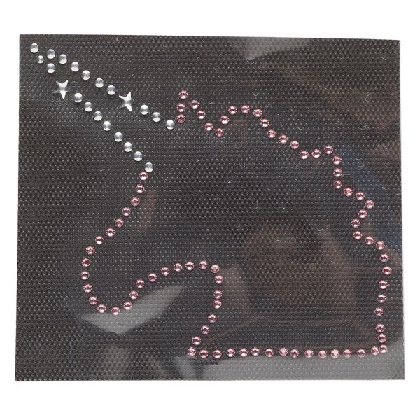 Transfer, crystal / adhesive / aluminum, pkg/1, 4x3.5 inch iron-on unicorn, silver and pink. image number 0