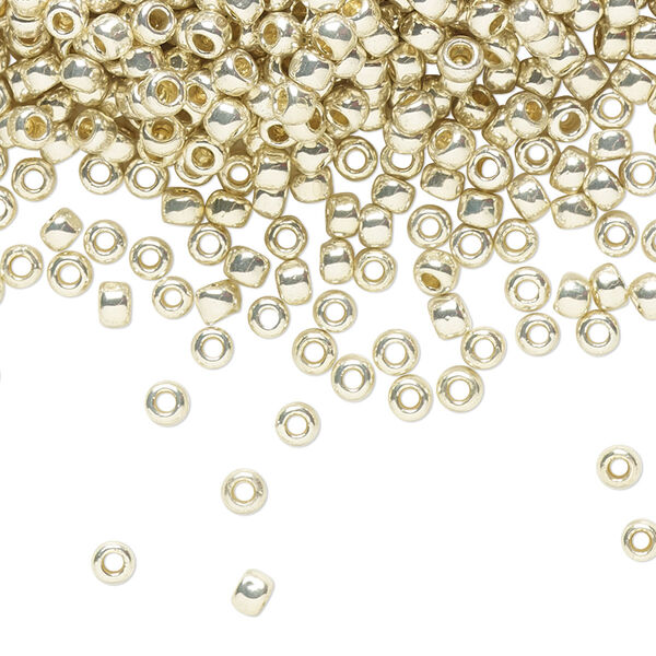 Seed bead, TOHO BEADS®, glass, pkg/50g, #8 round, opaque galvanized PermaFinish aluminum (TR-08-PF558). image number 0