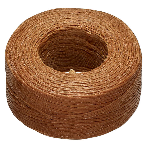 Thread, Hemptique®, polyester, pkg/50 yards, light brown, 0.8mm braided flat. image number 0
