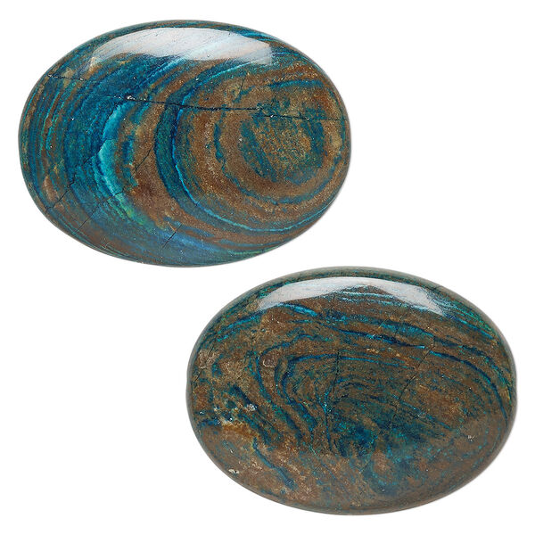 Blue sky jasper 1pkg2, flat oval bead 40x30mm image number 0