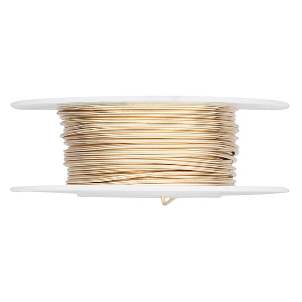 Wire, 12Kt gold-filled, half-hard, round, 18 gauge. Sold per 25-foot spool. image number 0