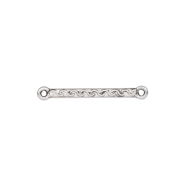 Link, antique silver-plated "pewter" (zinc-based alloy), 21x2mm double-sided fancy bar. Sold per pkg of 100. image number 0