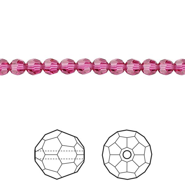 Bead 12pk fuchsia, Crystal Passions® 4mm round 5000 image number 0