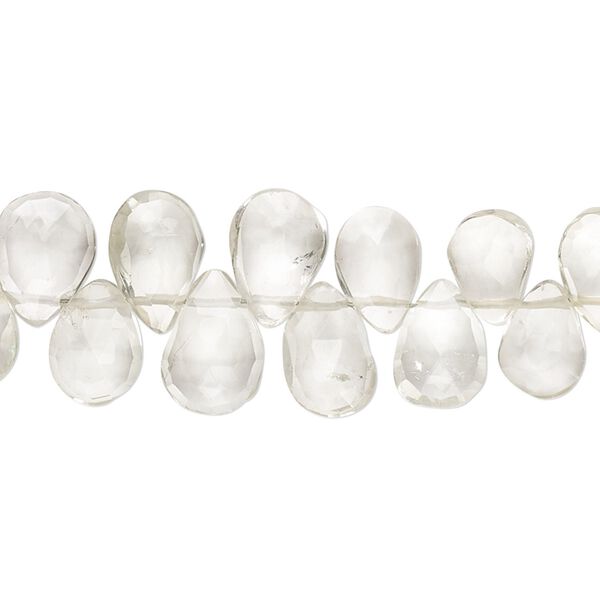 Green quartz 1pkg1, hand-cut top-drilled faceted puffed teardrop bead 9 inch 7x6mm-11x8mm image number 0