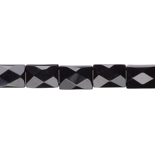 Black onyx 1pkg1, faceted rectangle bead 15.5-16 inch 9x6mm image number 0