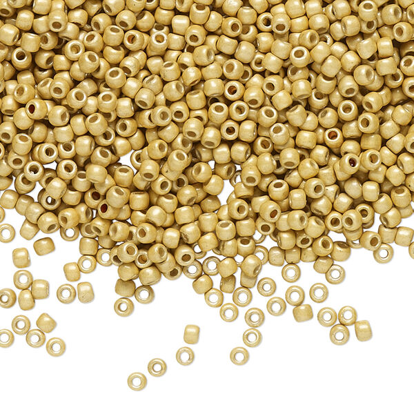Seed bead, TOHO BEADS®, glass, pkg/7.5g, #11 round, opaque matte galvanized PermaFinish starlight (TR-11-PF557F). image number 0