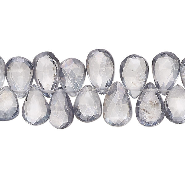 Quartz crystal 1pkg1, hand-cut top-drilled faceted puffed teardrop bead 7 inch 9x7mm-12x8mm image number 0