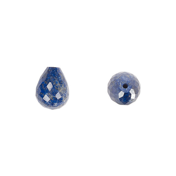 Lapis lazuli 1pkg2, hand-cut half-drilled faceted teardrop bead natural 10x8mm image number 0