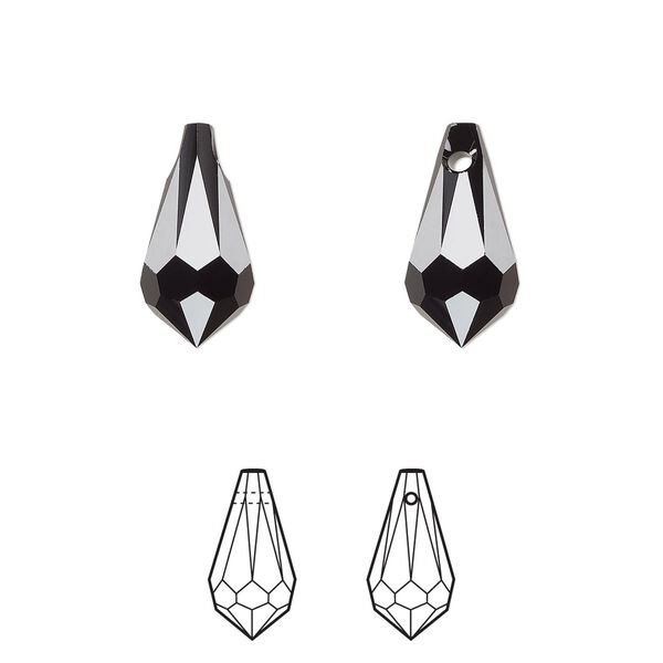 Drop 4pk jet, Crystal Passions® 15x7.5mm pendant teardrop 6000 image number 0