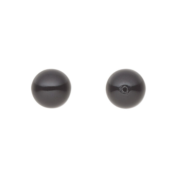 Pearl 4pk magic black, Preciosa Czech crystal 10mm half-drilled round image number 0