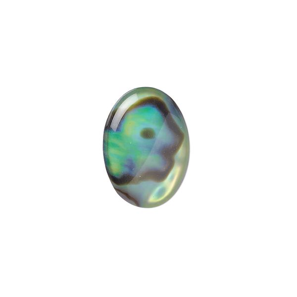 Cabochon, paua shell (coated), 18x13mm calibrated oval, Mohs hardness 3-1/2. Sold per pkg of 4. image number 0