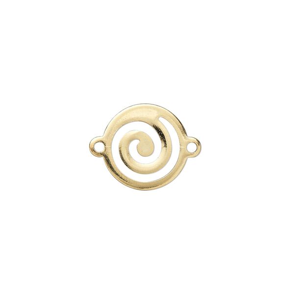 Link, gold-plated brass, 13mm round swirl. Sold per pkg of 20. image number 0
