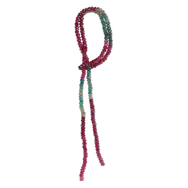 Ruby / emerald 1pkg1, hand-cut faceted rondelle bead 13 inch 3x1mm-4x2mm image number 0
