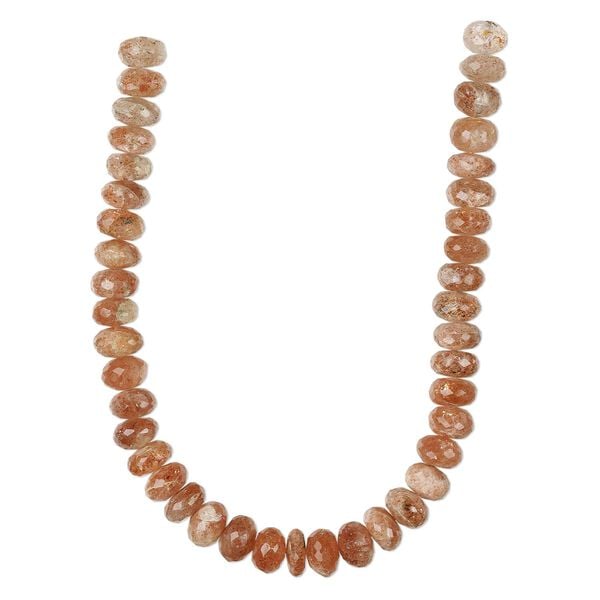 Sunstone 1pkg1, hand-cut faceted rondelle bead natural 8 inch 8x5mm-9x6mm image number 0