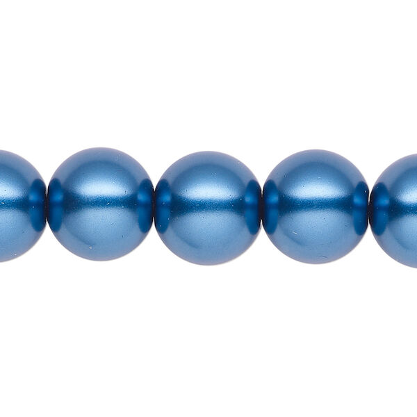 Pearl 1pk metallic blue, Celestial Crystal® 12mm round 15.5-16 inch image number 0