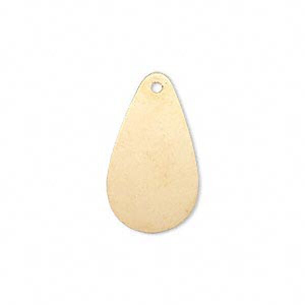 Drop, gold-finished brass, 24x12mm double-sided teardrop. Sold per pkg of 6. image number 0