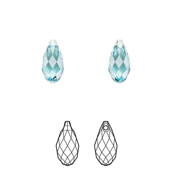 Briolette 24pk light turquoise, Crystal Passions® 11x5.5mm pendant drop 6010 image number 0