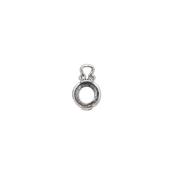 Drop, antiqued sterling silver, 7mm round with marquise design and open back with 6mm 2-prong round cabochon setting. Sold individually. image number 0