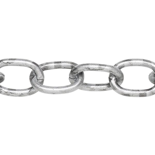 Chain, aluminum, silver and black, 12mm cable. Sold per pkg of 24 inches. image number 0