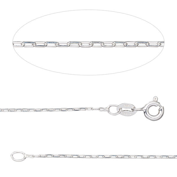 Chain, Gossamer™, sterling silver, 0.9mm cable, 20 inches with springring clasp. Sold individually. image number 0