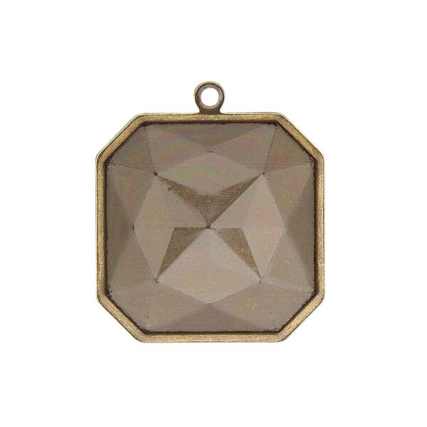 Drop, Almost Instant Jewelry®, antique gold-plated brass, 25mm square with 23mm square setting. Sold per pkg of 2. image number 0