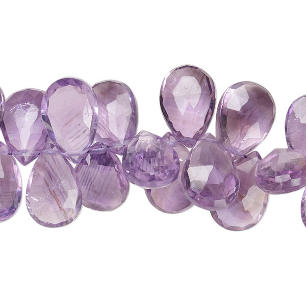 Amethyst 1pkg1, hand-cut top-drilled faceted puffed teardrop bead natural 8 inch 9x8mm-13x9mm image number 0