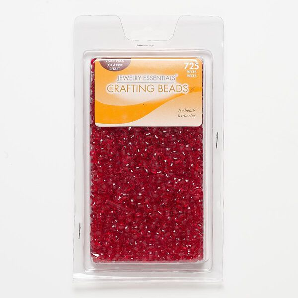 Bead, acrylic, red, 10x10mm-11x11mm tri-bead. Sold per pkg of 725. image number 0