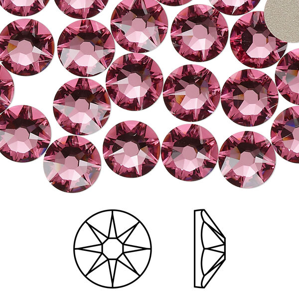 Flat back 144pk rose foil back, Swarovski® 8.412-8.672mm rose round SS40 2088 image number 0