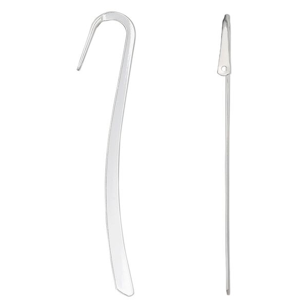 Bookmark, silver-plated steel, 3-3/8 inches long with 1.5mm hole. Sold per pkg of 12. image number 0