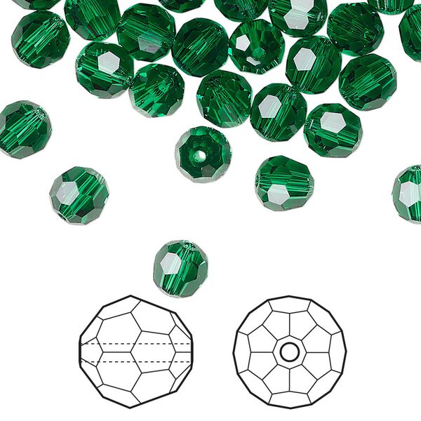 Bead 12pk majestic green, Crystal Passions® 6mm round 5000 image number 0