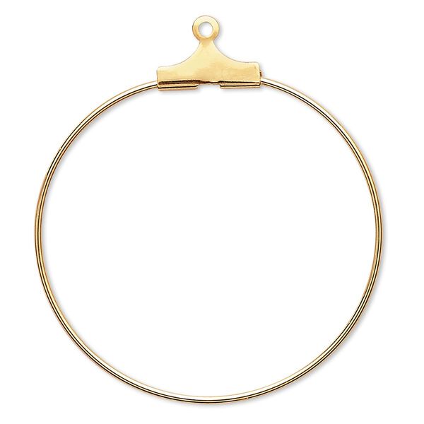 Beading hoop, gold-plated brass, 30mm round. Sold per pkg of 100. image number 0