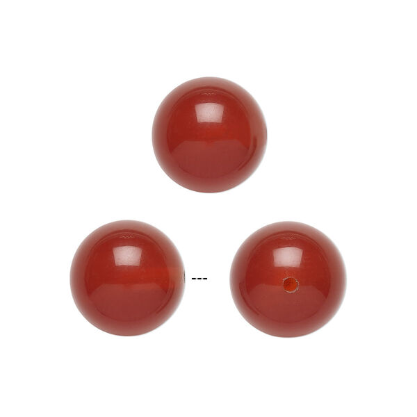 Carnelian 1pkg2, half-drilled round bead 10mm image number 0