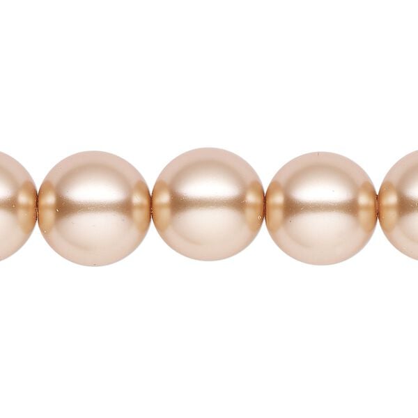 Pearl 1pk champagne, Celestial Crystal® 12mm round 15.5-16 inch image number 0