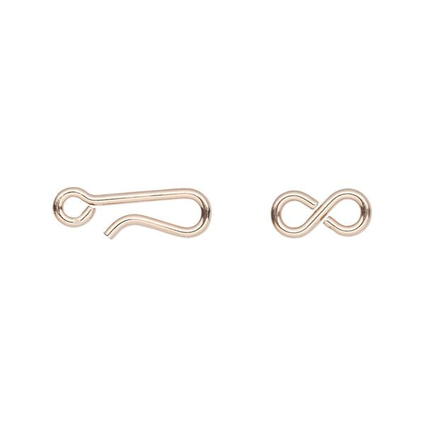 Clasp, hook-and-eye, 14Kt rose gold-filled, 11x4.5 mm with 9x4mm infinity design. Sold individually. image number 0