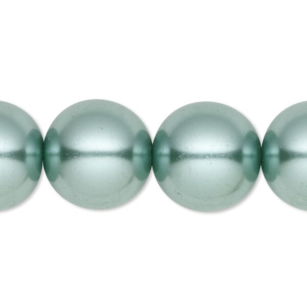 Bead, crystal pearl, sage, 16mm round. Sold per 15-1/2" to 16" strand, approximately 25 beads. image number 0
