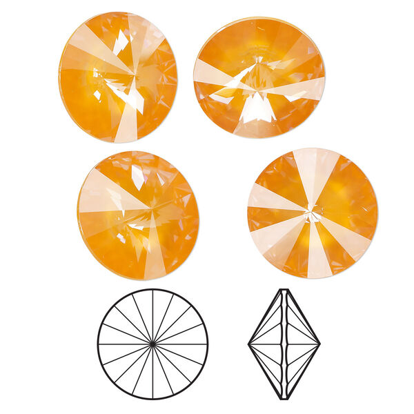 Chaton 144pk crystal mango ignite LacquerPRO, Swarovski® 14mm rivoli 1122 image number 0