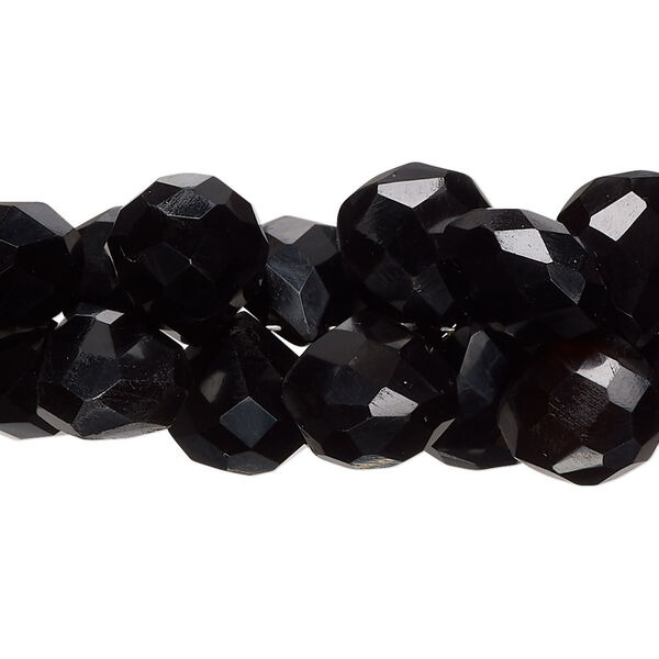 Black onyx 1pkg1, hand-cut top-drilled faceted puffed teardrop bead 8 inch 10-12mm image number 0